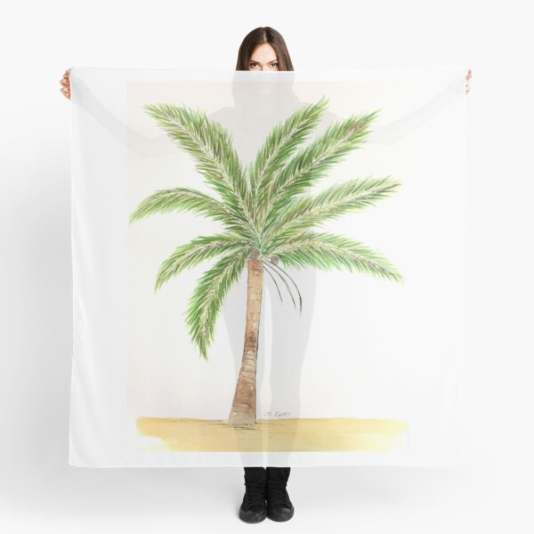 Watercolor palm tree, Florida painting, tropical artwork Scarf