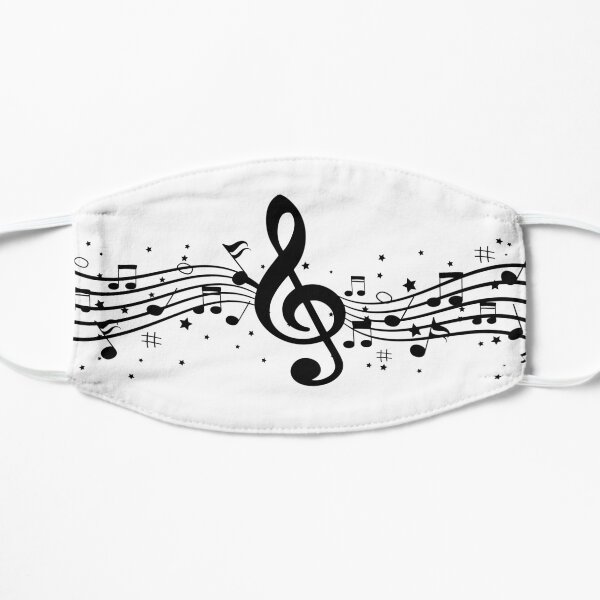 Black Music Note Flat Mask
