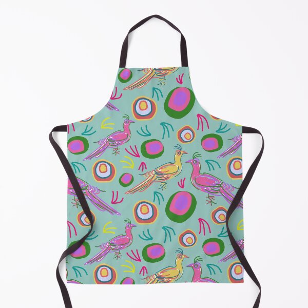 Item preview, Botanical farm birds hand drawn gathering on ocean green pattern designed and sold by EarthyPlanty.