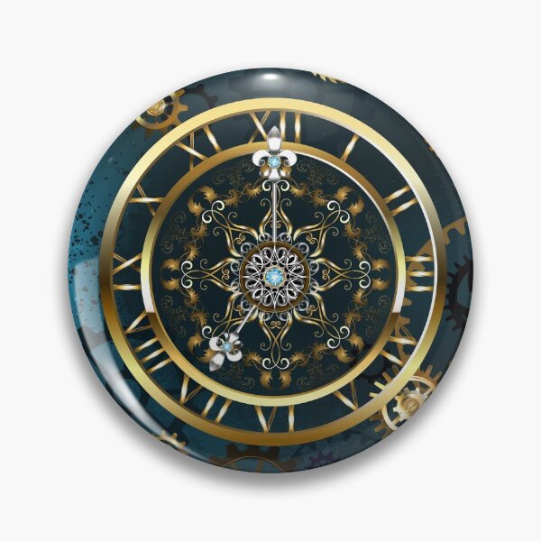 Item preview, Golden Clock on Turquoise Background ( Steampunk ) designed and sold by Blackmoon9.