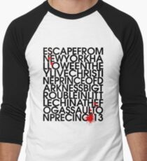 John Carpenter's Filmography in Typography Men's Baseball ¾ T-Shirt