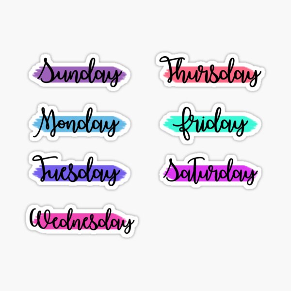 days of the week sticker pack Sticker for Sale by KofiCub