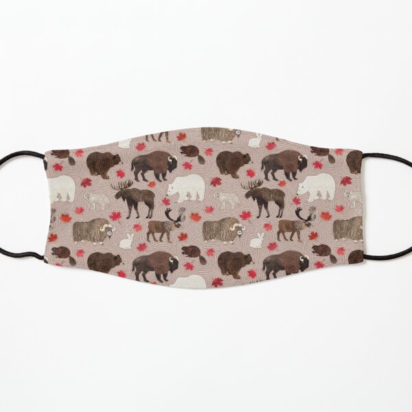 Canadian animals on taupe Kids Mask