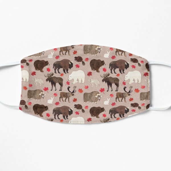 Canadian animals on taupe Flat Mask
