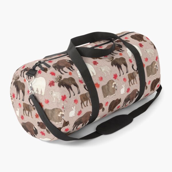 Canadian animals on taupe Duffle Bag