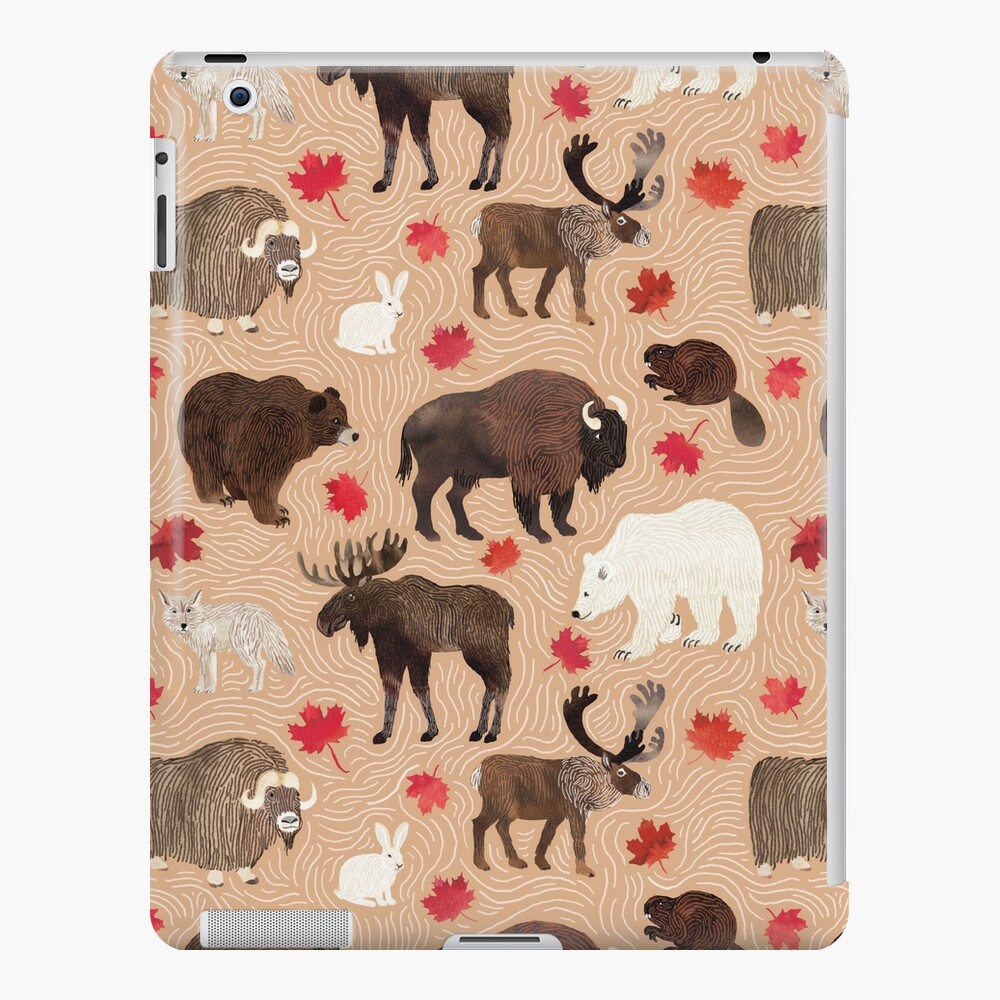 Canadian animals on peach iPad Case & Skin