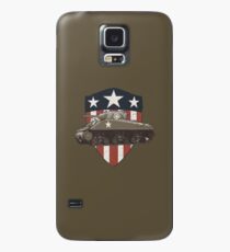 Vintage Look Sherman Tank on Captain America Style Shield Case/Skin for Samsung Galaxy
