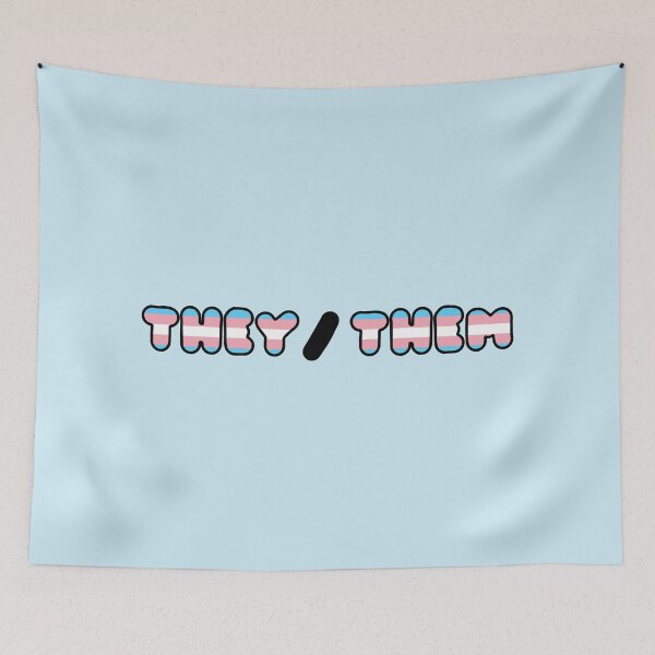 Item preview, THEY/THEM: Trans Flag Background designed and sold by SimplyPride.