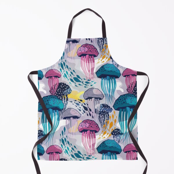 Item preview, Bioluminescence geometric jellyfish // violet background pink blue and teal geo sea jellies designed and sold by SelmaCardoso.