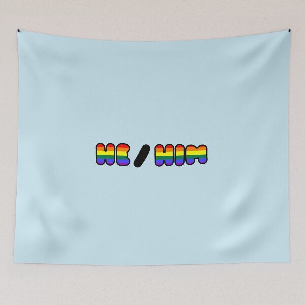 Item preview, HE/HIM: Rainbow Flag Background designed and sold by SimplyPride.