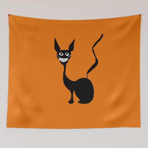 Item preview, Weird cat with mask orange background designed and sold by oxoxoxo.