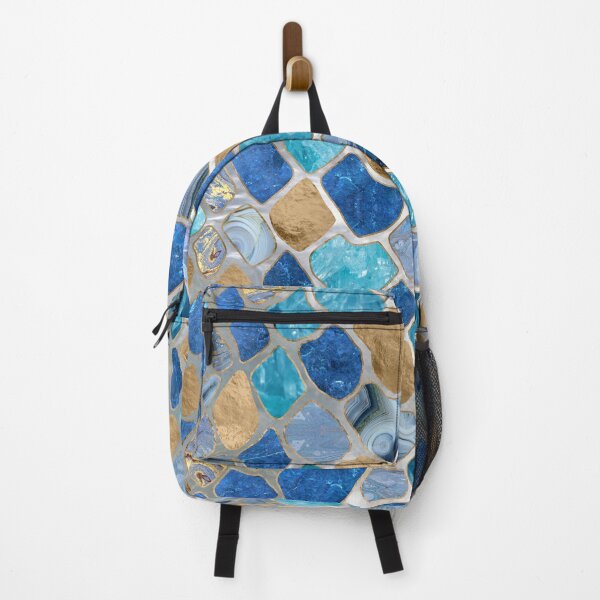 Item preview, Faux Snake Skin Blue marble and gold on pearl designed and sold by k9printart.