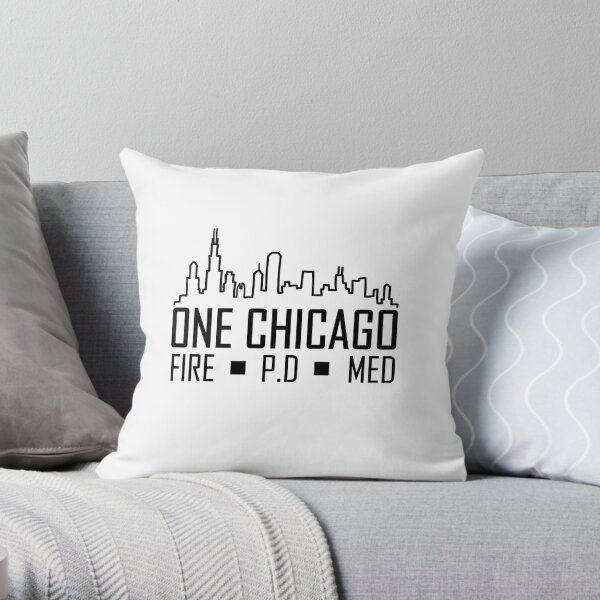 Fire, Med, PD skyline Throw Pillow