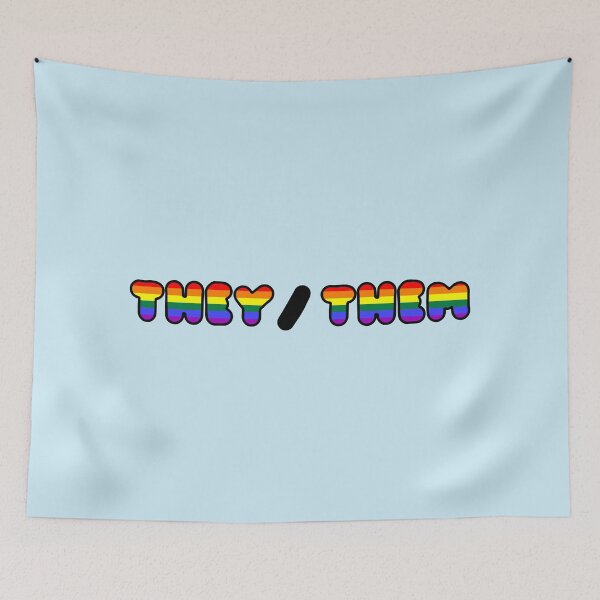 Item preview, THEY/THEM: Rainbow Flag Background designed and sold by SimplyPride.