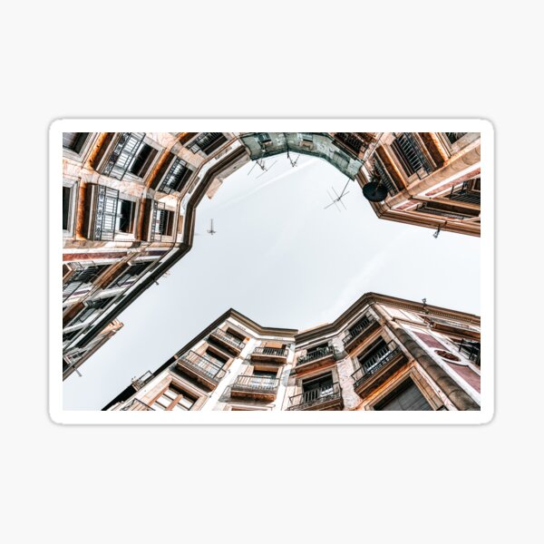 Item preview, Travel Print, Barcelona Gothic Quarter, El Raval, Low Angle, Perspective View, Downtown Barcelona Spain designed and sold by radub85.