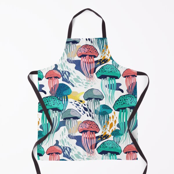Item preview, Bioluminescence geometric jellyfish // white background coral aqua and blue geo sea jellies designed and sold by SelmaCardoso.