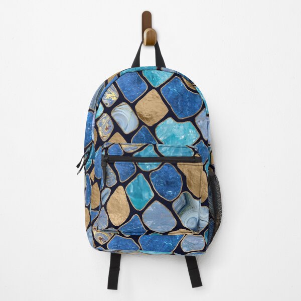 Item preview, Faux Snake Skin Blue marble and gold on black designed and sold by k9printart.