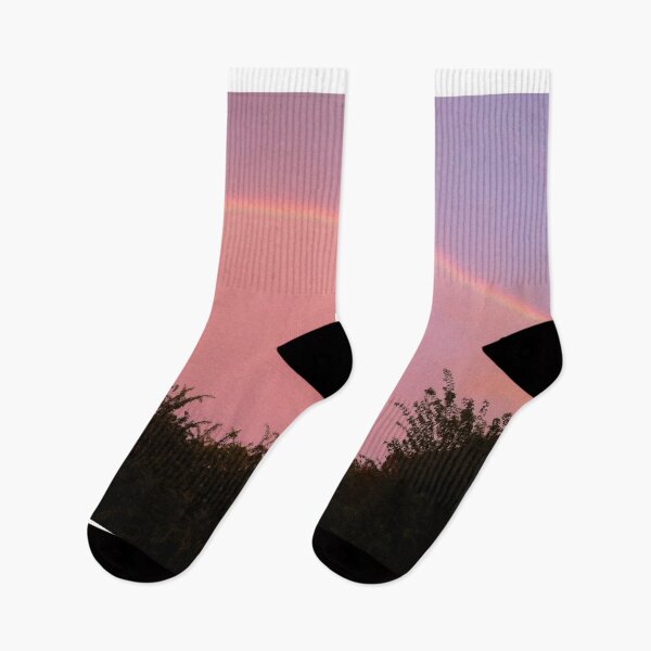 Item preview, Rainbow over the trees. Pink purple sky at dusk. Sunrise. designed and sold by Art-t-o.