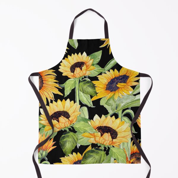 Item preview, Sunflower watercolor floral on black designed and sold by MagentaRose.