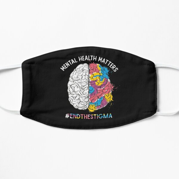 Mental Health Matters Brain Rainbow End the Stigma Awareness Month Flat Mask
