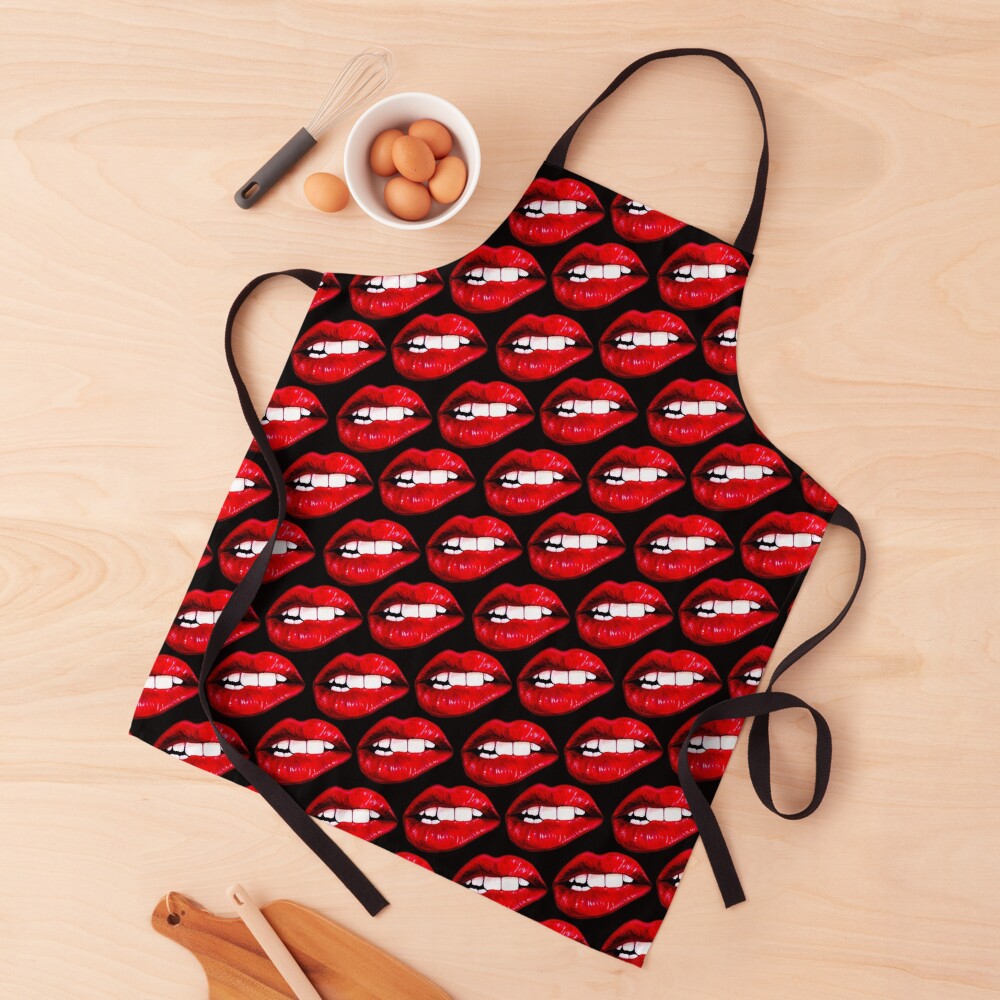Lip Pattern - Black Apron