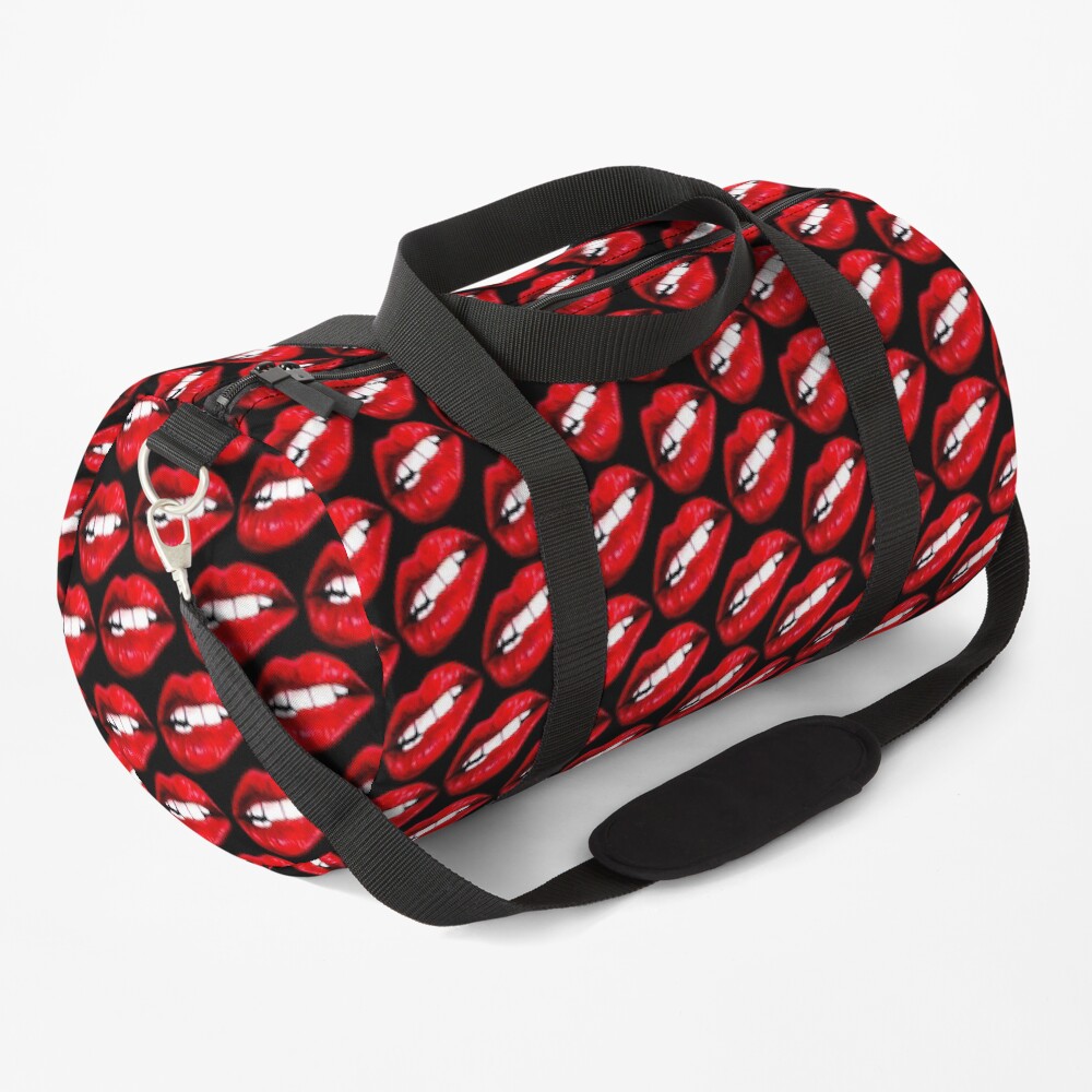Lip Pattern - Black Duffle Bag