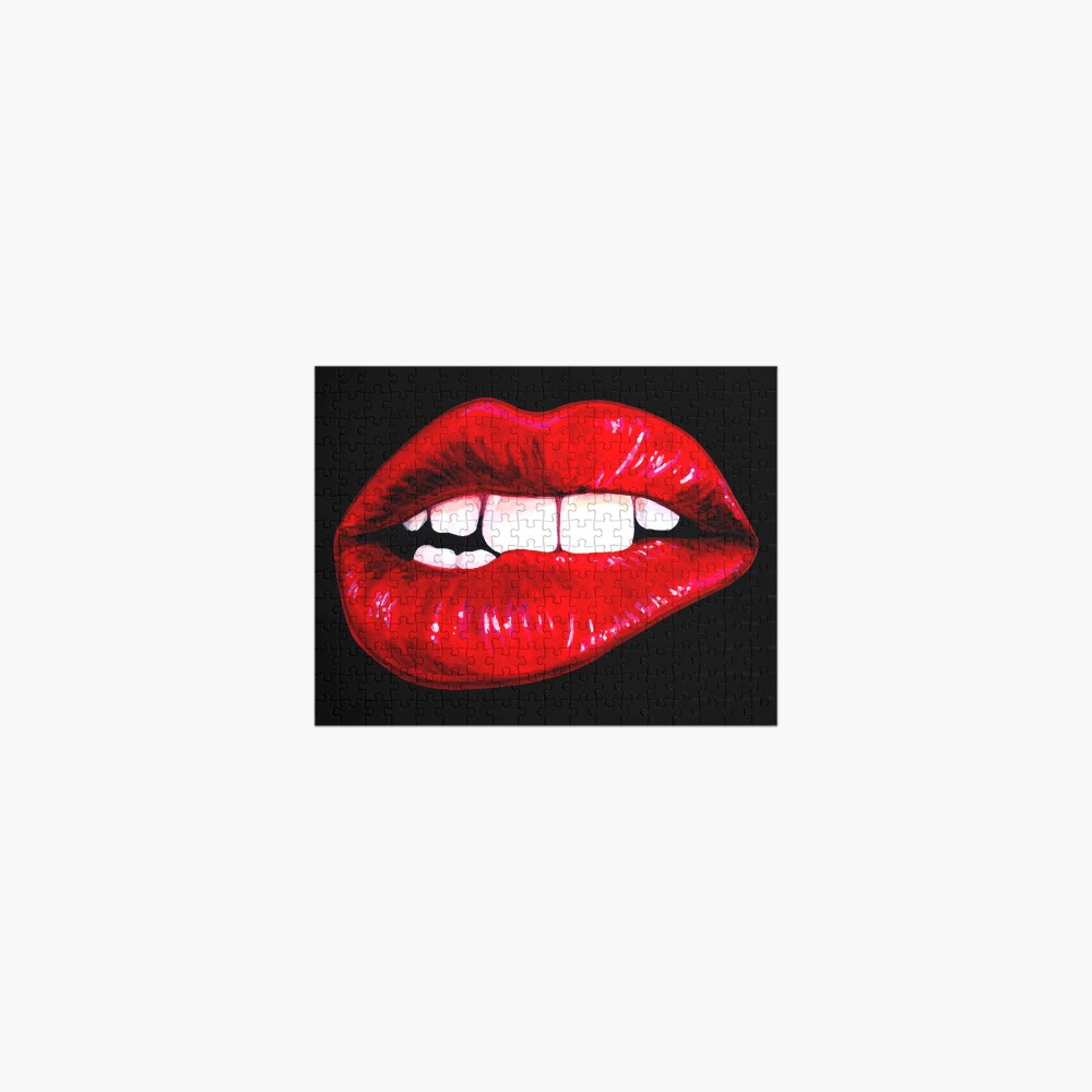 Lip Pattern - Black Jigsaw Puzzle