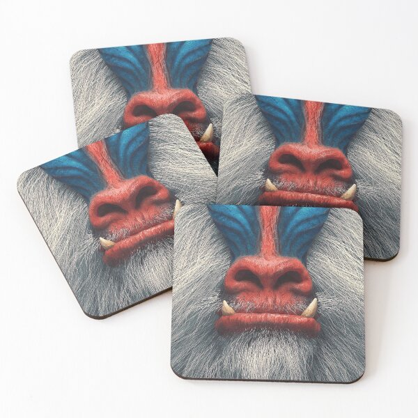 Item preview, White Mandrill Face Wild Animals Red Green Color designed and sold by Dolphin Graphic.