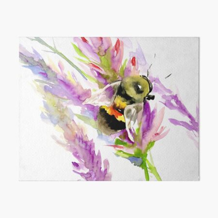 Watercolor bee Art Board Print by Maryse-Montron