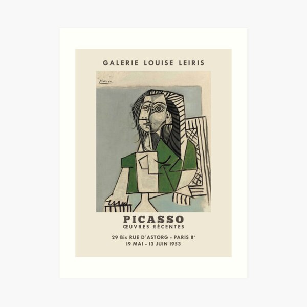 Pablo Picasso. Exhibition poster for Galerie LOUISE LEIRIS in Paris, 1953. Art Print