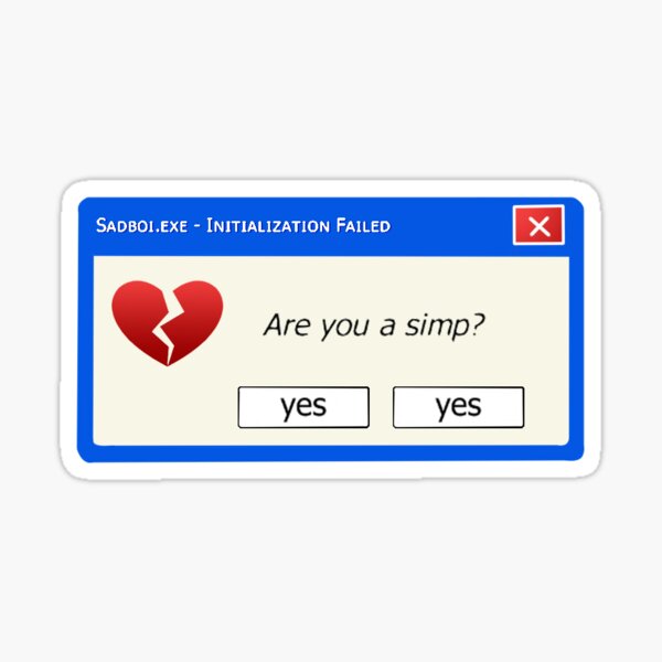 Vista previa del artículo con la obra «Mensaje de error de chico simple», diseñado y vendido por Rinnnce Designs.