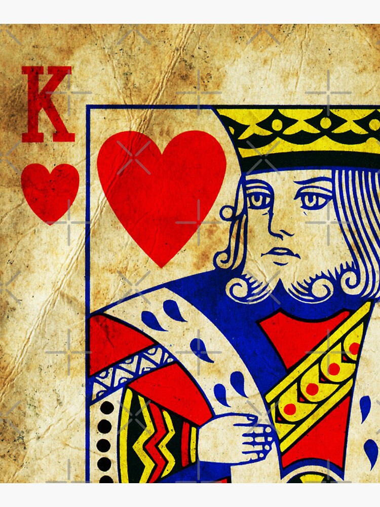 "King of Hearts Playing Card vintage style" Sticker for Sale by