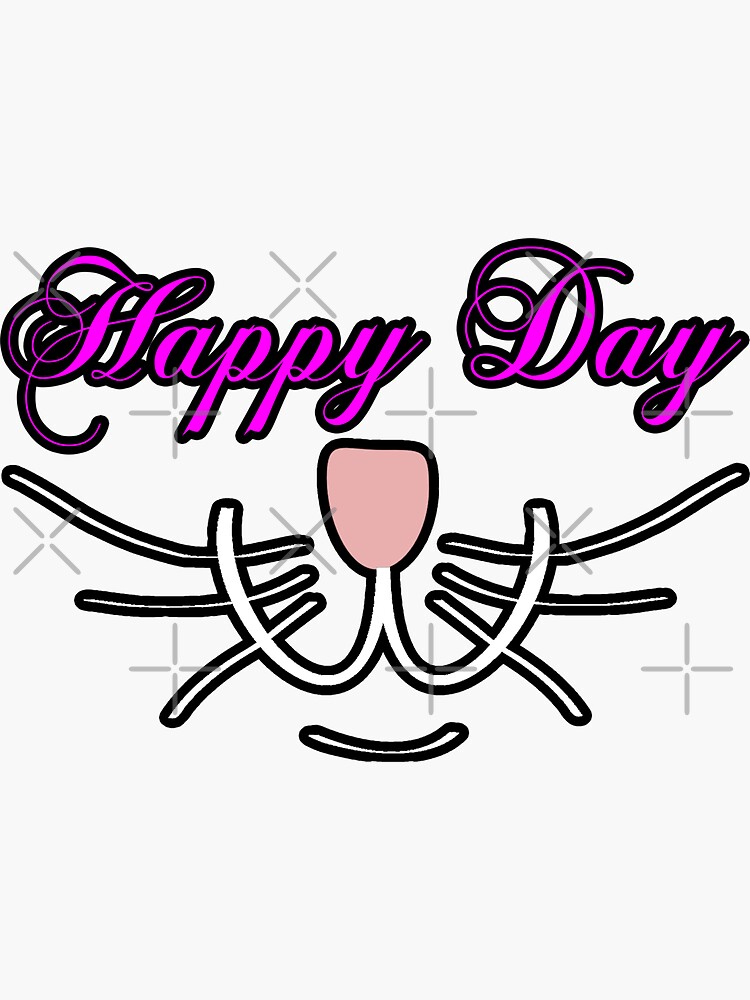 "Happy Day Cat Smile Top Gift Funny Mask and Stickers" Sticker by