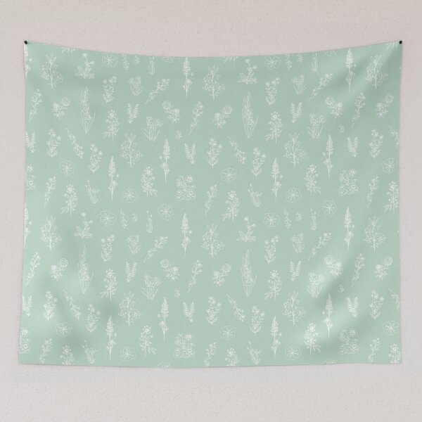 Item preview, Handdrawn wildflower mint green floral pattern designed and sold by Identity Club Co.