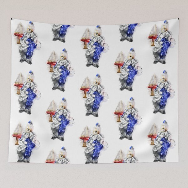Item preview, Seated doll clown and red boat reminiscent of childhood watercolor designed and sold by Grégory DUBUS.
