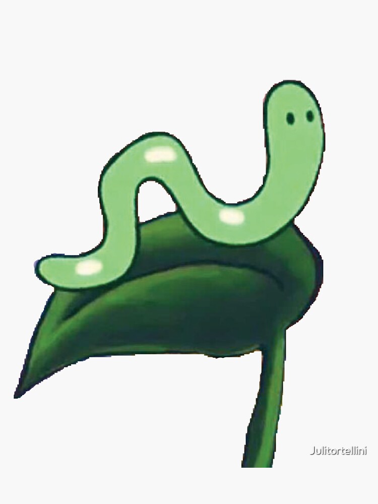 "Wormy from Spongebob Sitting on a Leaf" Sticker by Julitortellini Redbubble