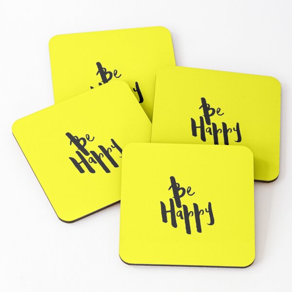 Item preview, Sea feliz cita sobre fondo amarillo designed and sold by Textography1.