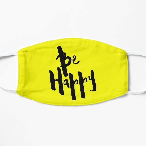 Download Be Happy Quote On Yellow Background Mask By Textography1 Redbubble PSD Mockup Templates