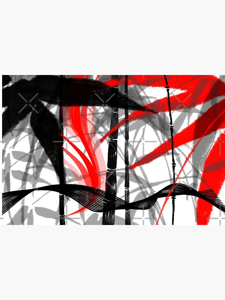 red black grey silver white bamboo abastract digital painting by katerina-ez