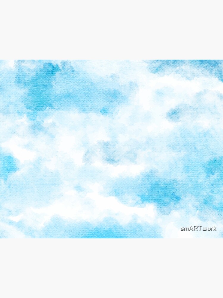 Blue and white watercolor paint blue sky clouds pattern Greeting