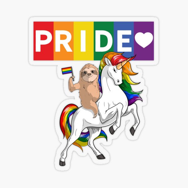 LGBT Gay Pride Sloth Riding Rainbow Unicorn Transparent Sticker