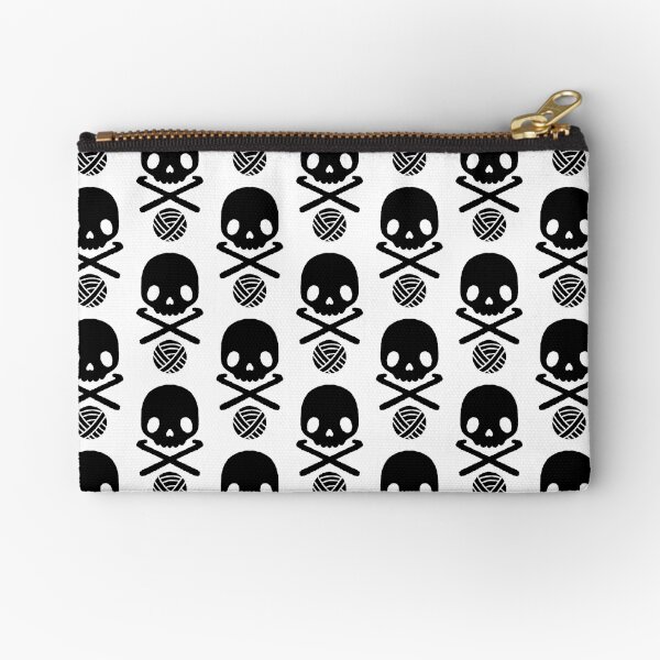 Crochet Hook skull and crossbones yarn ball Zipper Pouch