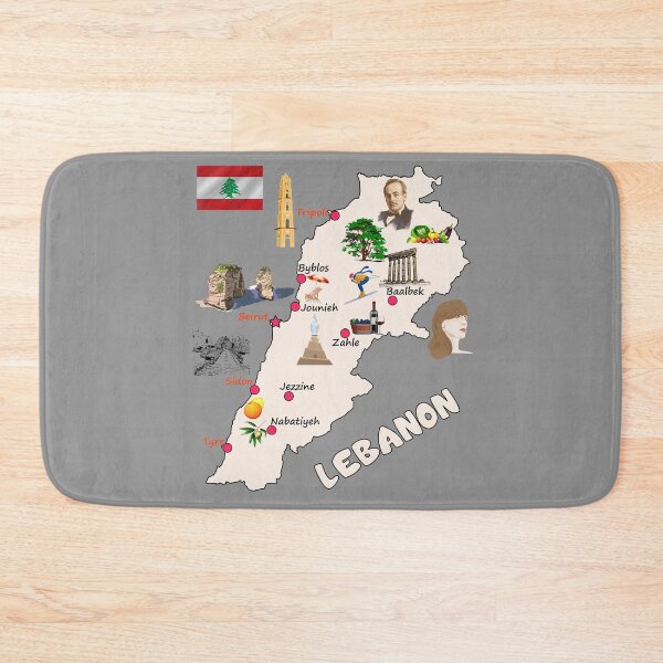Item preview, Lebanon map, major cities names flag Lebanese national symbols and landmarks خريطة لبنان واهم المعالم  designed and sold by mashmosh.