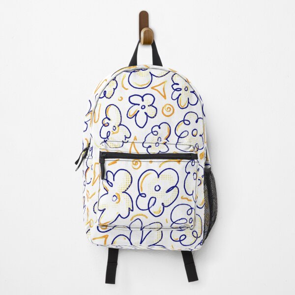 Item preview, Blue linear flowers designed and sold by ThreeDotsDesign.
