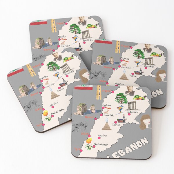 Item preview, Lebanon map, major cities names flag Lebanese national symbols and landmarks خريطة لبنان واهم المعالم  designed and sold by mashmosh.