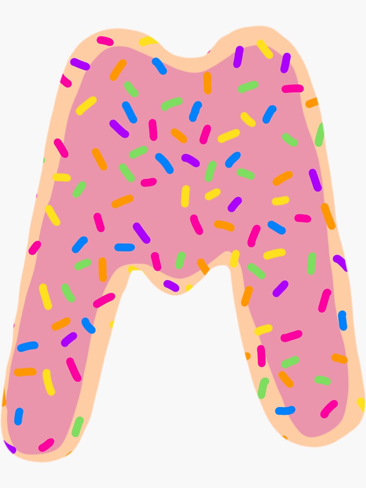"Sprinkle Donut Letter M" Sticker for Sale by Royaaart Redbubble