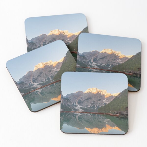 Item preview, The Seekofel mountains and wooden boats reflected in the waters of Lake Braies designed and sold by brambillasimone.