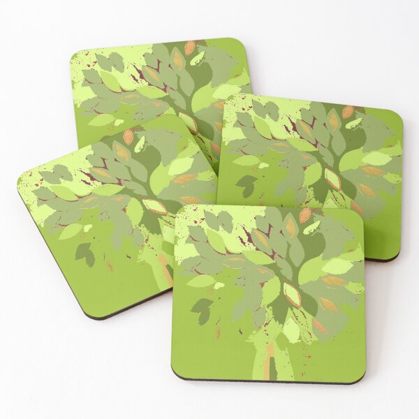 Item preview, Tree, spring leaf green yellow fiber art textile photography mixed media digital designed and sold by djrunnels.