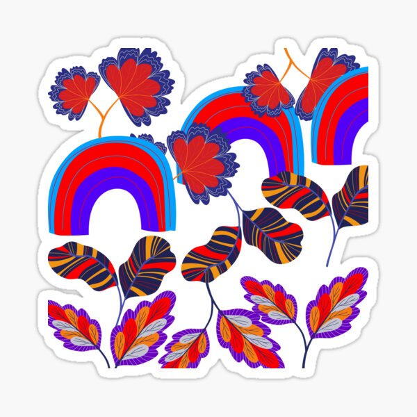 Flowers and Rainbows Sticker