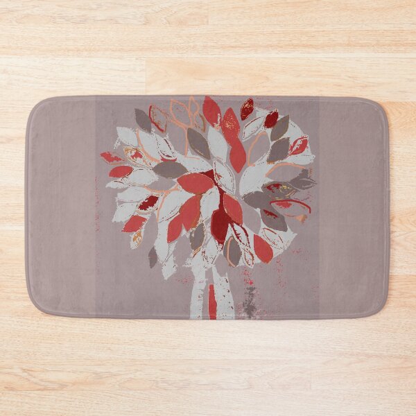 Item preview, Tree, gray red fiber art textile photography mixed media digital designed and sold by djrunnels.